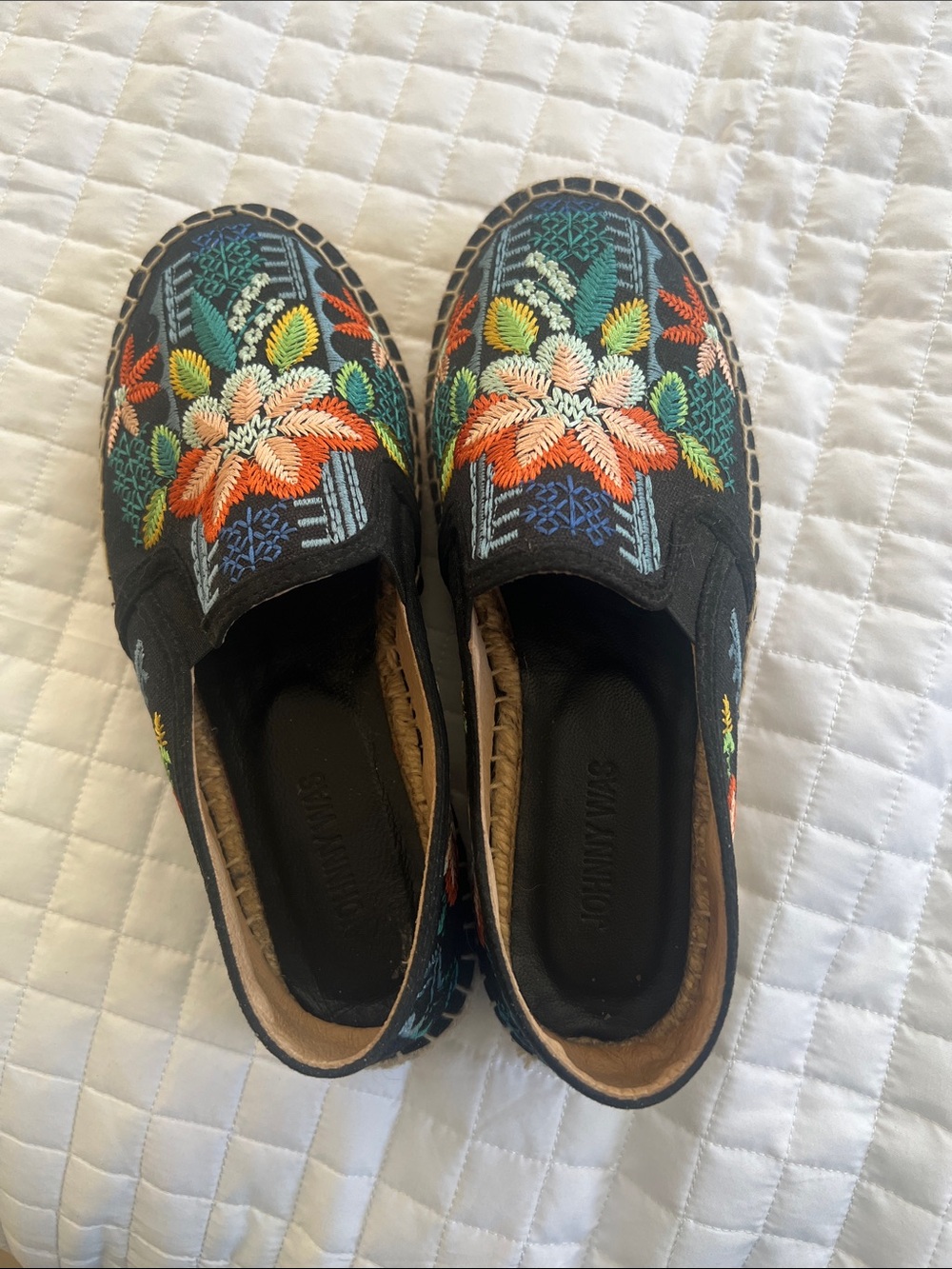 Johnny Was Elysia embroidered slip on espadrille
